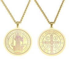 Medallas Collar Cadena De San Benito De Acero Inoxidable Para Hombre Mujer picture