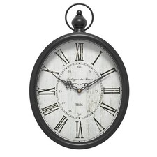 Menterry Large Oval Retro Wall Clock, Rustic Vintage Style, Large, Black picture