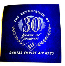 QANTAS Empire Airways Q-E-A 30 Years of Progress Baggage Label 3 3/4 X 3 3/4 picture