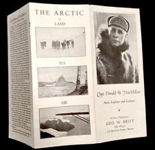 Arctic Explorer Capt Donald B MacMillan c 1932 Tri-Fold Lantern Slide Lecture picture