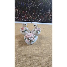 BB-1693 VINTAGE DOUBLE CERAMIC SWANS picture