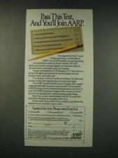 1990 AARP Membership Ad - Pass this test, and you'll join AARP picture