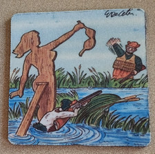 Duck Hunting- Drink COASTER Funny Woman Decoy picture