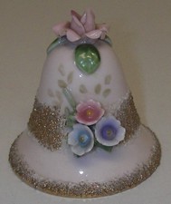 BELL Lefton China Porcelain Applied Floral Hand Painted Gold Trim 3