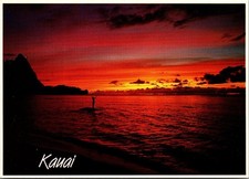Bali Hai Kauai Beach Sunset Mountain Profile Of South Pacific HI Hawaii Postcard picture