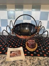 Longaberger Halloween Wrought Iron SPIDER Small Autumn Treats Set/Candle Holder  picture