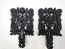 Vtg Wilton John Wright Cast Iron Trivet Set Lot 2pc Grapes Leaves Vine T-4 Black picture