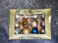 RARE Mr. Christmas 12 VTG Christmas Tree Ornaments Balls Mercury Glass 1” picture