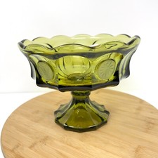 Green Pedestal Bowl Fostoria Eagle Coin 1887 Heavy Thick Glass Centerpiece picture