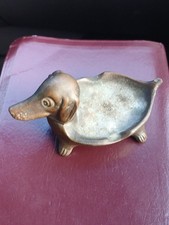 Vintage Dachshund Wiener Dog Ashtray, Metal, 4.5x2.5