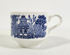 White with Blue Willow Pattern Tea Cup Made in England Vintage Coffee picture