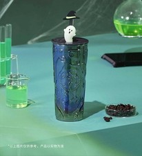 Starbucks Halloween Tumbler 18oz | Witch Hat Stopper & Green Ghost Glass w/Straw picture