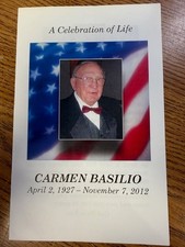 Boxer CARMEN BASILIO Obituary Funeral Program from November 2012 picture
