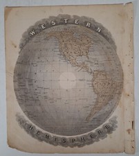 Antique 1887 Map, Western Hemisphere, Rare Chromolithograph picture
