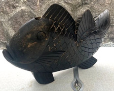 Vinatge Japanese Wood Carved Fish L18.9inch Pot-Hook Jizaikagi Hearth Decoration picture