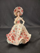 Lefton China Southern Bell Porcelain Figurine White Dress Flowers Umbrella B2 picture