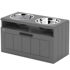 PawHut Elevated Dog Bowls - Large Breed Raised Dogs Bowl Stand with 2 Stainle... picture