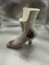 ATHENA VB Collectible Made in USA Victorian High Boot Shoe Vase Planter Roses picture