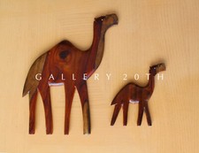 CUTE DANISH MODERN CAMELS WALL ART ATOMIC ROSEWOOD 50'S 60'S EICHLER ERA picture