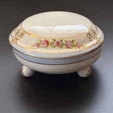 Antique Nippon Footed Covered Dish Hand Painted Roses Rising Sun Mark Japan picture