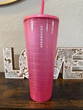 Starbucks 2023 Pink Marble Bubblegum 24oz Plastic Cup Tumbler Cold Cup NWOT picture