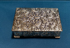 Vintage Tarnish Proof Silver colored Trinket / Cigarette Box, Delli Inc, Japan picture