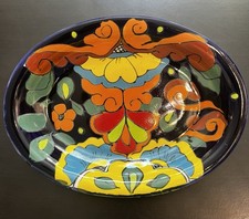Vintage Talavera Pottery Trinket Dish/Shallow Bowl. Made In Mexico. picture
