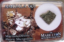 .717 grams 13mm Amgala 001 Martian Meteorite Slice One Side Polished in Box Case picture