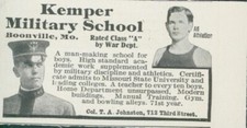 1914 Kemper Military School Boonville MO Col T A Johnston Vtg Print Ad CO6 picture