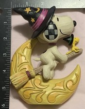 Midnight Ride Snoopy & Woodstock Witch Figurine Broom Moon #6014621 Halloween picture