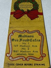 Christmas Madison Seafood Cafe Memphis TN Restaurant Vtg 1930s Matchbook Cover picture