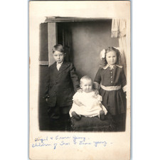 ID'd Virgil Erma Young Children RPPC Postcard Moonlight Studio Oklahoma City OK picture