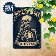 Skeleton Nice Butt Restroom Humor Tin Sign Gothic Bathroom Toilet Metal Plaque picture