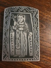 Aged Large Pewter Mexican San Francisco standing Retablo, Saint Francis picture