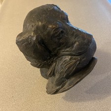Eric Kaposta Bronze Sculpture | 1994 Inscribed | Labrador Retriever W/Duck,READ picture