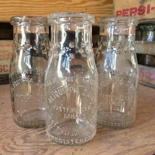 3 Vintage Half Pint Milk Bottles West Aliquippa Dairy Pennsylvania Bottle Lot picture