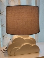 Vtg MCM 80's Postmodern Memphis  Ceramic White Cloud Table Lamp Art Deco Revival picture