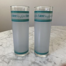 Vintage Pair Salem Slim Lights Cigarette Frosted Iced Tea Glass 6 3/4