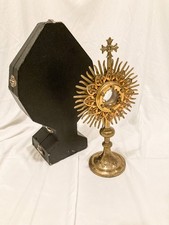 Antique Church Monstrance, STERLING LUNA, 18 inches tall 10 wide — With Case picture
