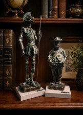 Ángeles Anglada Don Quixote & Sancho Panza Statue Set Marble Bases 40cm Spain picture