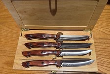 Vintage Buck Steak Knife Set in Display Box - Unused - Rosewood Handles - NICE picture