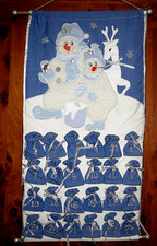 Vintage Fabric Christmas Advent Calendar snowman Snow Buddies Petting Zoo picture