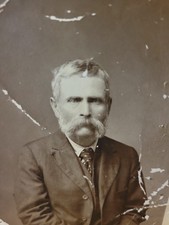 Antique 1890s Early Gelatin Silver Paper Photo Individual Large Mustache Suit picture
