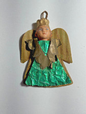 Vintage 1950s Foil Angel Molded Clay Face With Gold Crown, Christmas Ornament  picture