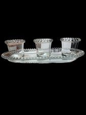 Imperial Glass Candlewick Relish Set 14.5” Tray w/3 Condiment Bowls; Mid-Century picture