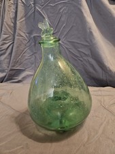 Vintage Handmade Green BubbleGlass Fly Wasp Bee Catcher Jar w/Flying Bee Stopper picture