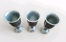 Vtg Queen Anne Wine Goblets 8oz Statesmetal Made in USA Like Pewter Set Of 3  picture