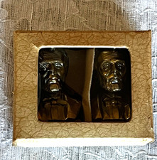 VTG Abraham Lincoln Head Metal Bust Salt & Pepper Shakers, in original box picture