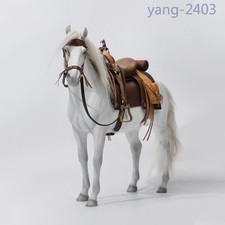 1/6 Scale Western Cowboy Realistic White Horse Model Tabletop Decor Xmas Gift picture