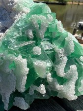 Green Octahedral Fluorite w/ Botryoidal Quartz, Xianghualing China — 1.85 kg picture